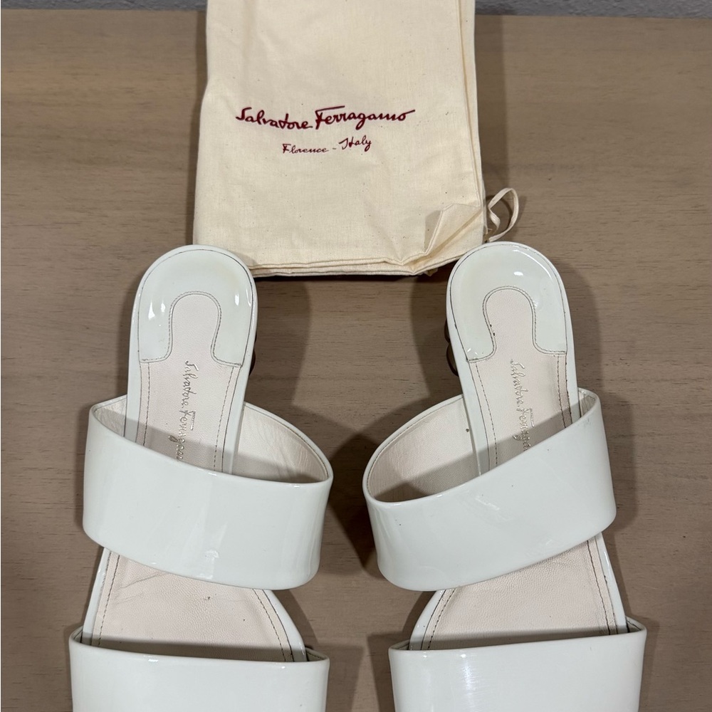 Salvatore Ferragamo Cream Heeled Sandals
